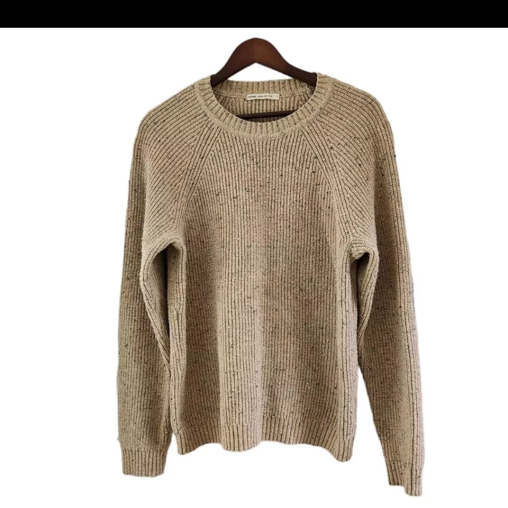 Marine Layer Coleman Sweater Mens Size Small Oatmeal Heather Ribbed Sweater